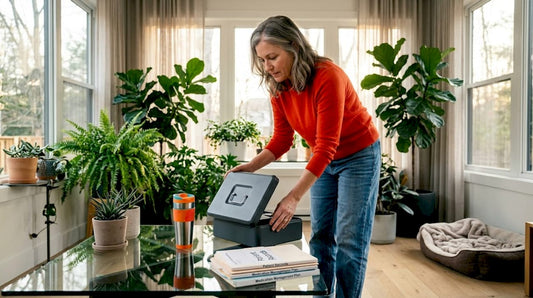 Patient storing medical cannabis odorless lockbox
