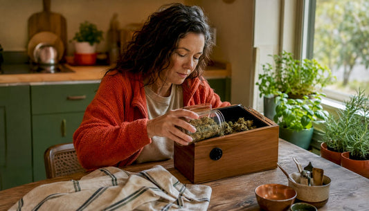 Patient storing medical cannabis carefully