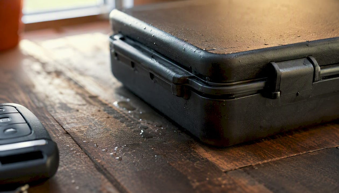 Close-up of waterproof stash box seal edge