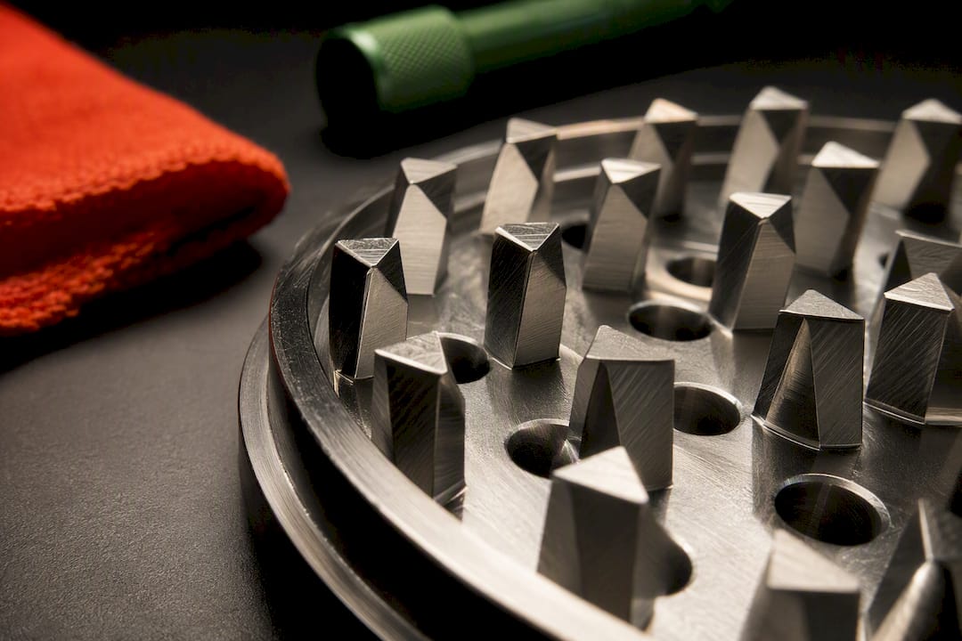 Close-up of precision grinder tooth geometry