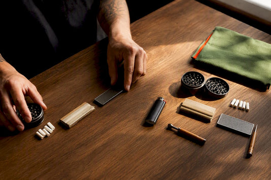 Rolling kit essentials arranged for travel and home