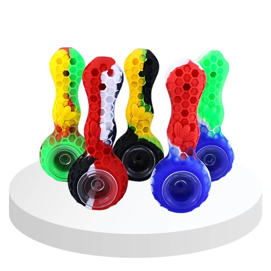 Portable silicone cannabis pipe ideal for travel with durable flexible material that prevents breakage.