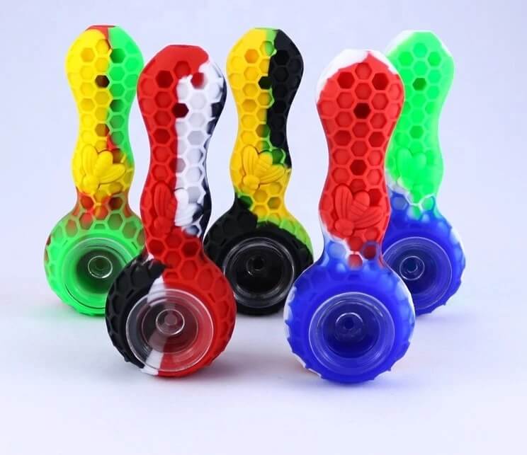 Flexible silicone smoking pipe offering a lightweight and durable alternative to glass cannabis pipes.
