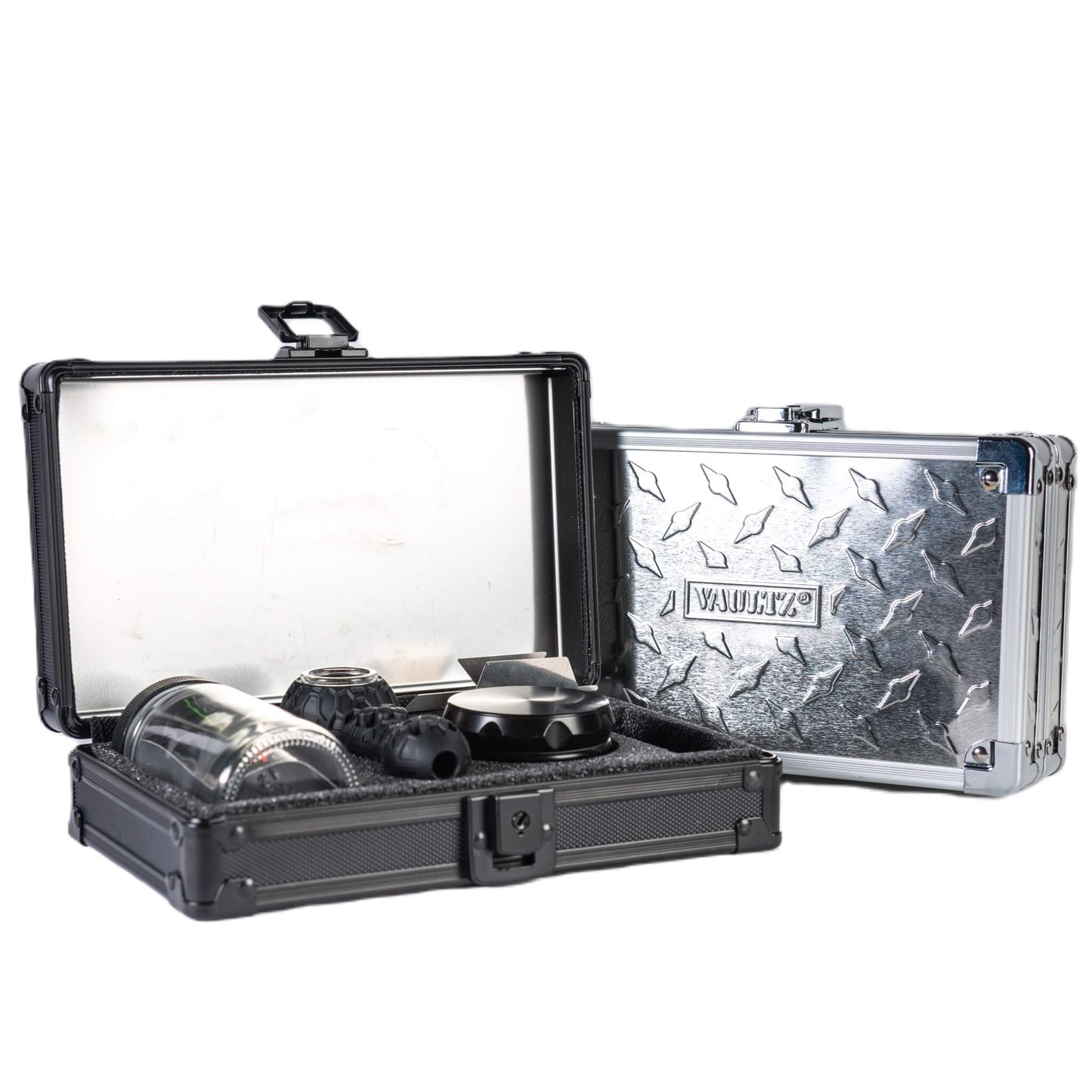 Tree Lock Box secure cannabis storage system with lockable lid and stainless tray designed to keep cannabis accessories organized and protected.